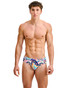 ST33LE Swim Brief Teal Multi Swirls ST-8015-35 | Front View | Mens Swim Briefs | Topdrawers Swimwear for Men