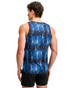 ST33LE Stretch Mesh Performance Tank Blue Navy Abstract ST-296 | Rear View | Mens Tank Tops | Topdrawers Clothing for Men