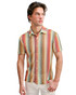 ST33LE Vertical Arrow Stripe Short Sleeve Shirt Mirage Yolk ST-24072 | Side View | Mens Short Sleeve Shirts | Topdrawers Clothing for Men