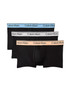 Calvin Klein 3-Pack Microfiber Stretch Low Rise Trunk Black Bodies  Gulf Blue Light Cast Peach Bliss NB4409G-3ZZ | Closeup View | Mens Boxer Briefs | Topdrawers Underwear for Men
