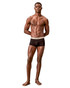 Calvin Klein 3-Pack Microfiber Stretch Low Rise Trunk Black Bodies  Gulf Blue Light Cast Peach Bliss NB4409G-3ZZ | Front View | Mens Boxer Briefs | Topdrawers Underwear for Men