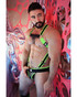 Breedwell After Dark Body Harness Neon Green 2601-BDHARNESS | Side View | Mens Fetish Elastic Harnesses | Topdrawers Underwear for Men