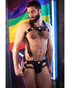 Breedwell Icon Pride Body Harness 2605-BDHARNESS | Side View | Mens Fetish Elastic Harnesses | Topdrawers Underwear for Men