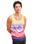 ST33LE Stretch Mesh Tank Purple Gold Landscape ST-11147 | Front View | Mens Tank Tops | Topdrawers Clothing for Men