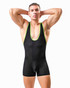 Spicy & Shiny Contrast Body Singlet Black ZS12 | Front View | Mens Wrestling Singlets | Topdrawers Underwear for Men