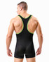Spicy & Shiny Contrast Body Singlet Black ZS12 | Rear View | Mens Wrestling Singlets | Topdrawers Underwear for Men
