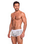 Spicy & Shiny Sequin Sparkly Short Shorts White ZS36 | Side View | Mens Athletic Shorts | Topdrawers Clothing for Men