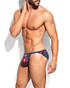 ES Collection Striped Floral Bikini Brief Navy UN686 | Side View | Mens Briefs | Topdrawers Underwear for Men
