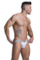 GYM Swim/Run Jockstrap w/ 1" Waistband GYM001- White - Mens Jockstraps - Side View - Topdrawers Underwear for Men