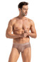 Leo Body Fresh Microfibre Brief | Brown 033318-857 - Mens Nude Skin Briefs - Front View - Topdrawers Underwear for Men