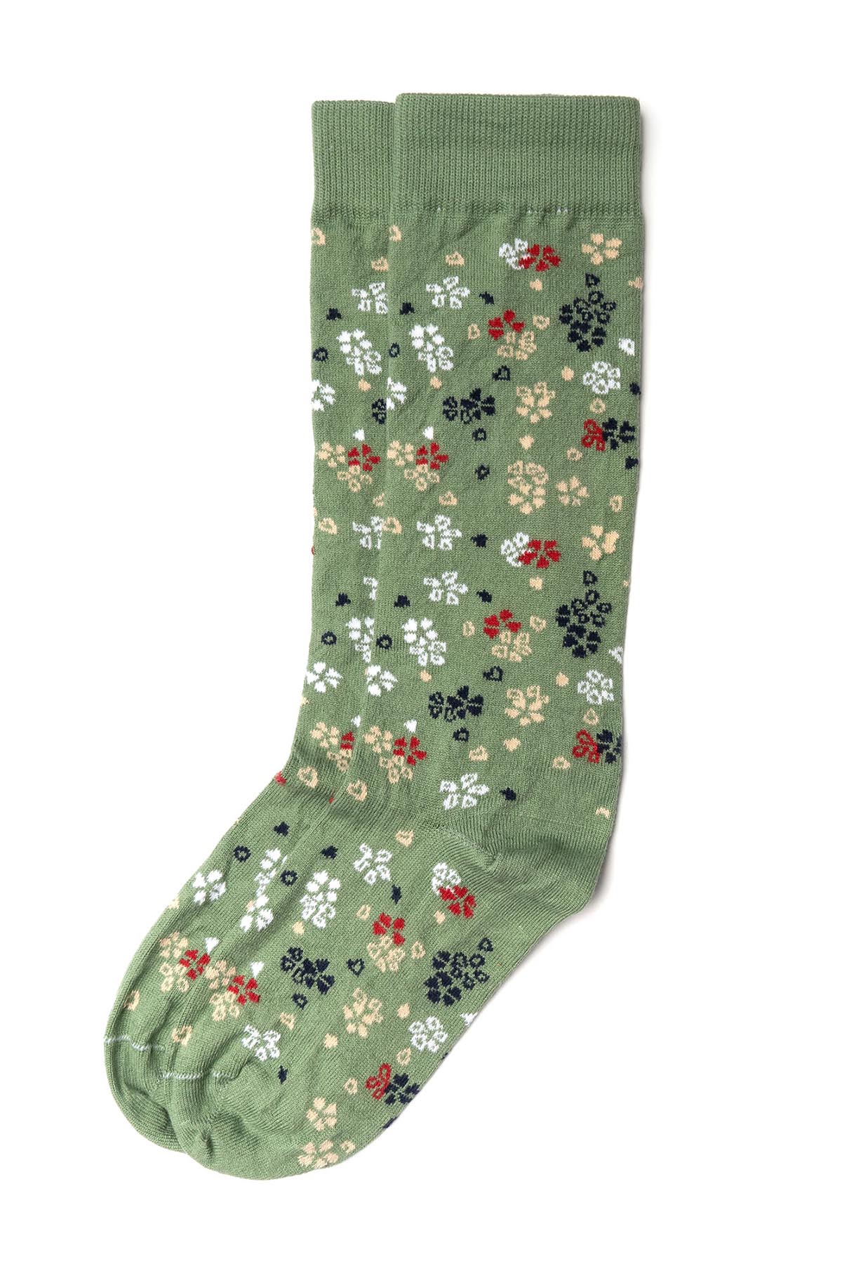 American Trench Cotton Floral Crew Socks | Sage