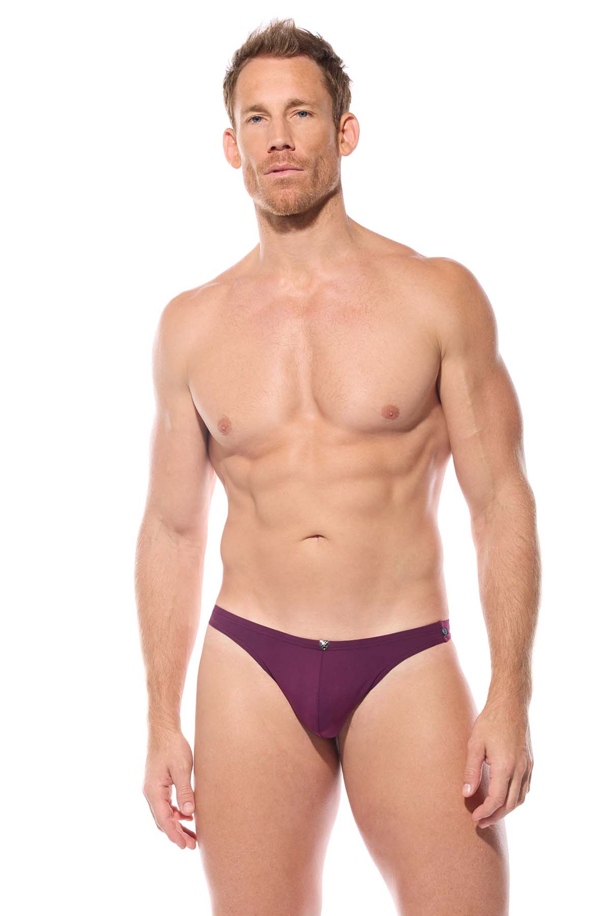 men swimming in thongs