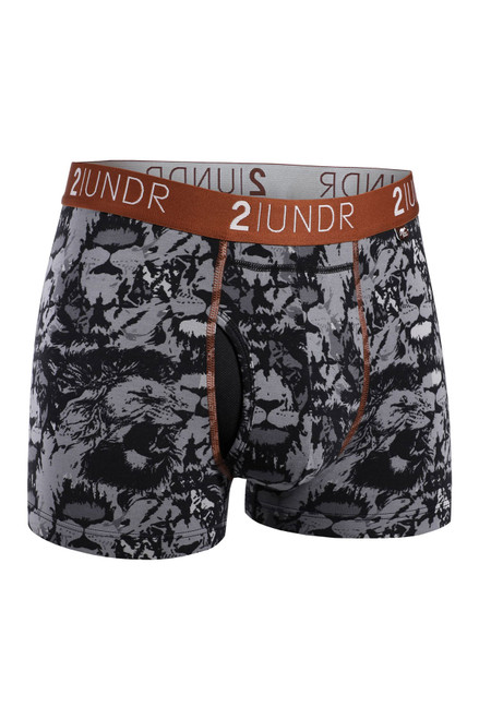 2UNDR Men's Swing Shift 3 Boxer Trunk Underwear, Luv Leopard, S