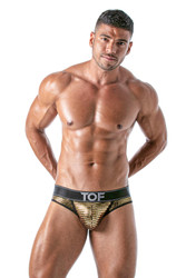 TOF Paris Star Jock Brief | Gold | TOF173-O  - Mens Jock Briefs - Front View - Topdrawers Underwear for Men
