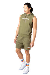 Bike Athletic French Terry Short | Olive | BAM210OLV  - Mens Athletic Shorts - Front View - Topdrawers Clothing for Men
