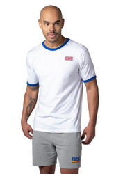 Bike Athletic Classic Ringer T-Shirt | White/Blue | BAM111WHT  - Mens T-Shirts - Front View - Topdrawers Clothing for Men
