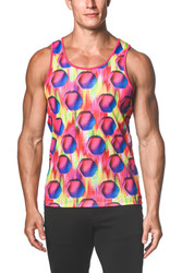 ST33LE Stretch Mesh Tank | Fuchsia/Royal Hex | ST-11073  - Mens Tank Tops - Front View - Topdrawers Clothing for Men
