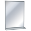 ASI 0625-2436 - Stainless Channel Frame Mirror with Shelf - 24"W X 36"H