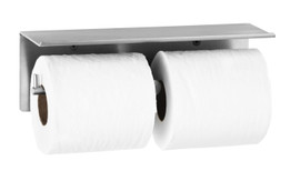 Bobrick B-540 - Surface Mounted Two Roll Toilet Tissue Dispenser with Shelf Bobrick B-540 - Surface Mounted Two Roll Toilet Tissue Dispenser with Shelf