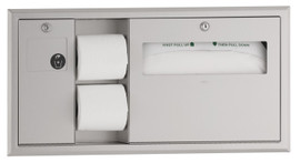 Bobrick B-3091 - ClassicSeries Recessed Toilet Tissue and Seat-Cover Dispenser with Waste Disposal - Left Bobrick B-3091 - ClassicSeries Recessed Toilet Tissue and Seat-Cover Dispenser with Waste Disposal - Left