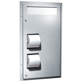 ASI 0484-R - Toilet Seat Cover & Toilet Tissue Dispenser - Dual Access - Partition Mounted, Reversed