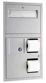Bobrick B-3574 - ClassicSeries Recessed Seat-Cover Dispenser Sanitary Napkin Disposal and Toilet Tissue Dispenser