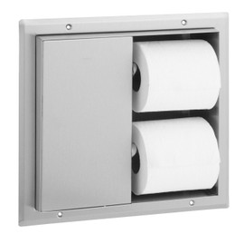 Bobrick B-386 - Partition-Mounted Multi-Roll Toilet Tissue Dispenser (Serves 2 Compartments)