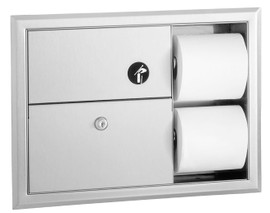 Bobrick B-3094 - ClassicSeries Recessed Sanitary Napkin Disposal and Toilet Tissue Dispenser