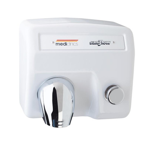 Saniflow E85 Heavy Duty Push Button Hand Dryer - Cast Iron, White