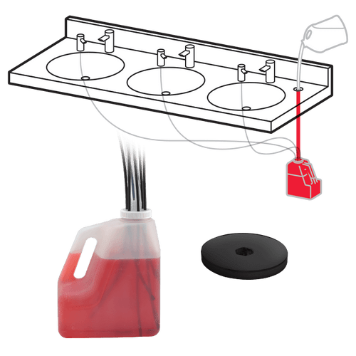 ASI 0390-41 - EZ-Fill Multi-Feed Kit - Vanity Mounted Fill Port, 5 L soap tank with tubing - Matte Black