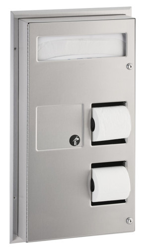 Bobrick B-357 - Partition-Mounted Seat-Cover Dispenser Sanitary Napkin Disposal and Toilet Tissue Dispenser