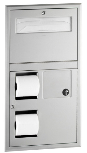 Bobrick B-35745 - ClassicSeries Recessed Seat-Cover Dispenser, Sanitary Napkin Disposal and Toilet Tissue Dispenser Bobrick B-35745 - ClassicSeries Recessed Seat-Cover Dispenser, Sanitary Napkin Disposal and Toilet Tissue Dispenser