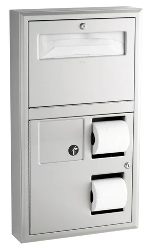Bobrick B-3579 - ClassicSeries Surface-Mounted, Seat-Cover Dispenser, Sanitary Napkin Disposal and Toilet Tissue Dispenser