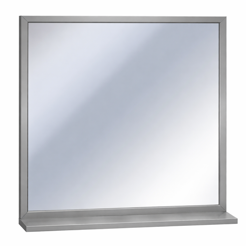 ASI 0625-3030 - Stainless Channel Frame Mirror with Shelf - 30"W X 30"H
