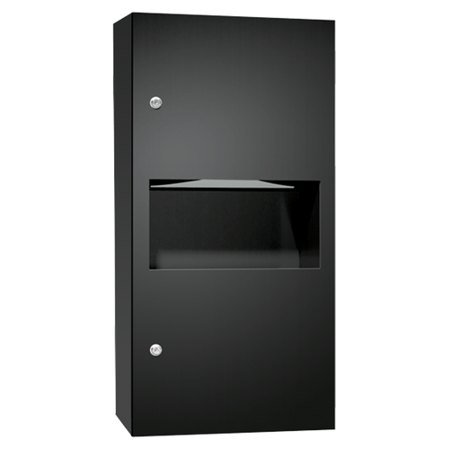 ASI 64623-9-41PC - Matte Black Paper Towel Dispenser & Waste Receptacle - 2.2 gal. ASI 64623-9-41PC - Matte Black Paper Towel Dispenser & Waste Receptacle - 2.2 gal.
