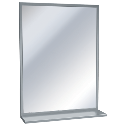 ASI 0625-1820 - Stainless Channel Frame Mirror with Shelf - 18"W X 20"H