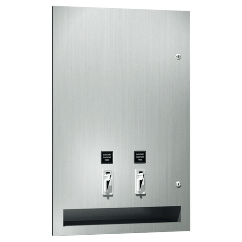 ASI 6468-25 - Recessed Sanitary Napkin and Tampon Dispenser - 25¢ Operation