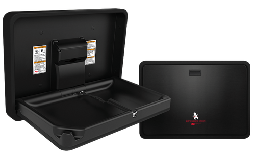 ASI 9026-41 - Surface Mounted Black Plastic with Black Stainless Steel Door Horizontal Baby Changing Station