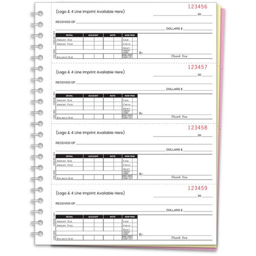 Custom Imprinted 3-Part Cash Receipt Book (NC-146-3)