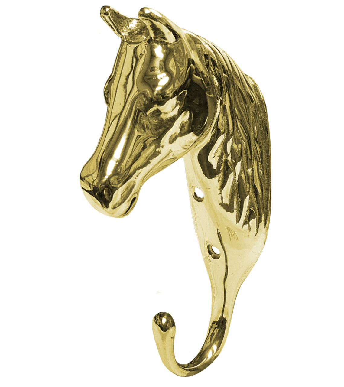 3-D Solid Brass Horse Head Hook