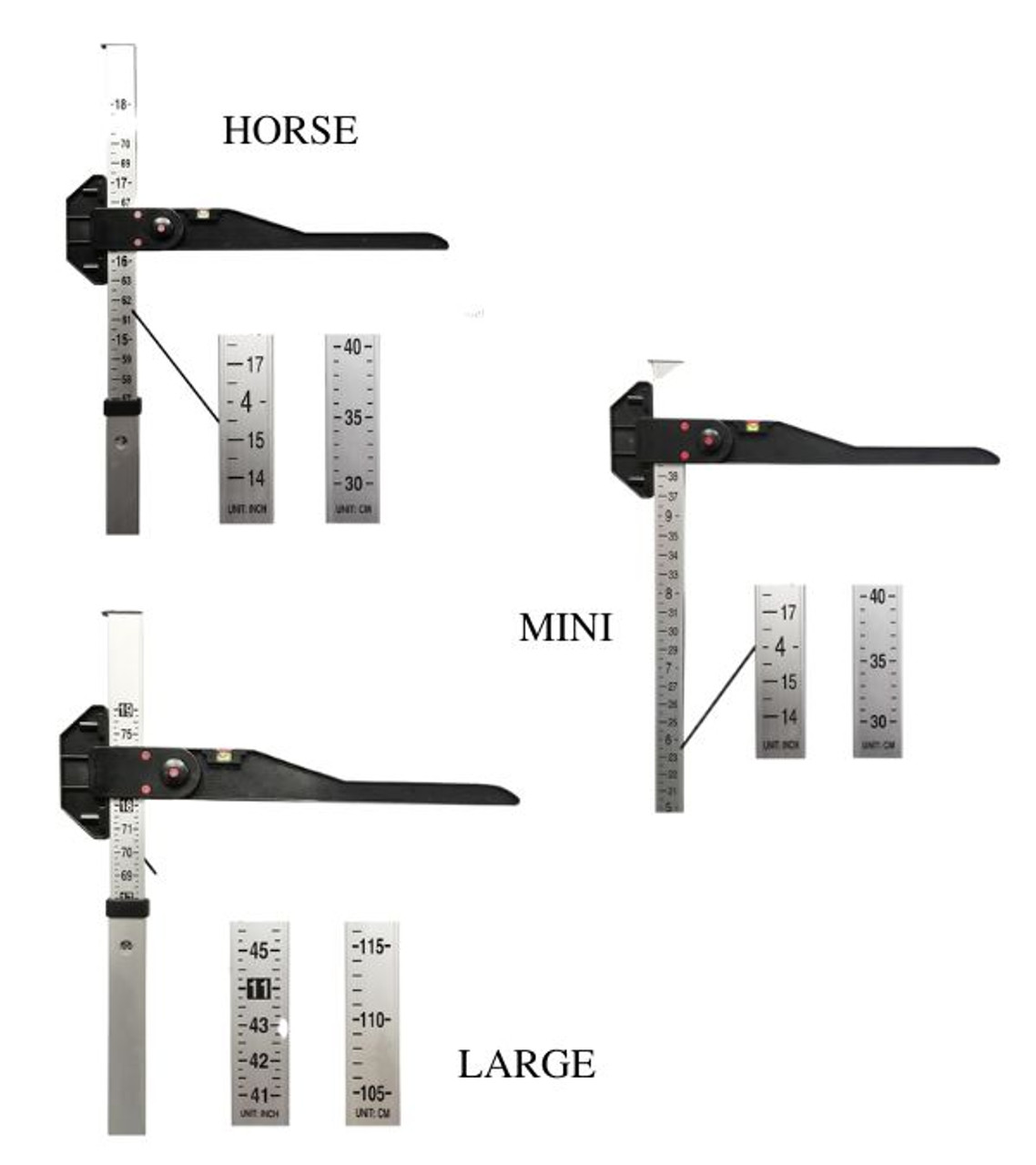 Horse measure stick, 180cm Aluminium and PVC inches/cm