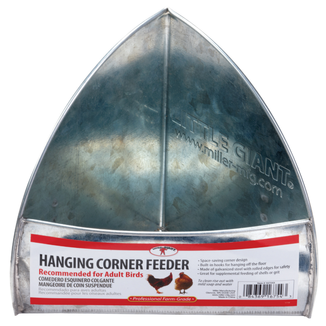 Little Giant® Galvanized Hanging Corner Poultry Feeder - Jacks Inc
