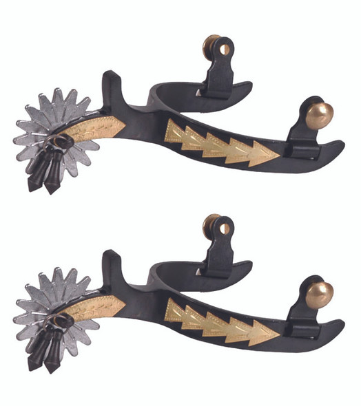 Black Steel Jingle Bob Show Spurs Brass Trim