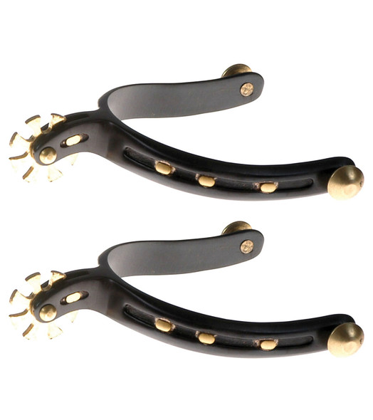 Black Steel Spurs with Horseshoe Band