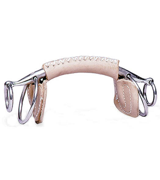Leather Covered Double Extension Ring Snaffle Bit