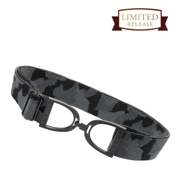 Ellany™ Elastic Belt 1.5" Black Camo with Black Stirrup