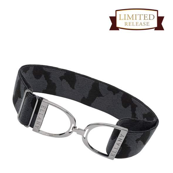 Ellany™ Elastic Belt 2" Black Camo with Gunmetal Stirrup