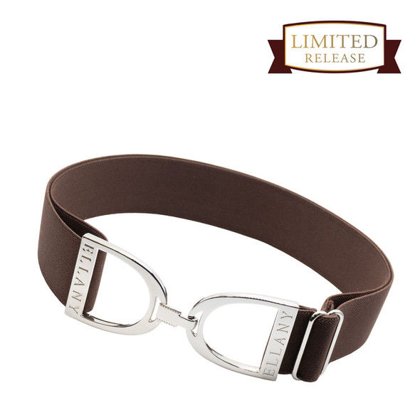 Ellany™ Elastic Belt 1.5" Chocolate with Silver Stirrup