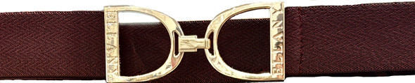 Ellany™ Elastic Belt 1.5" Fig Herringbone with Gold Stirrup LIMITED Collection