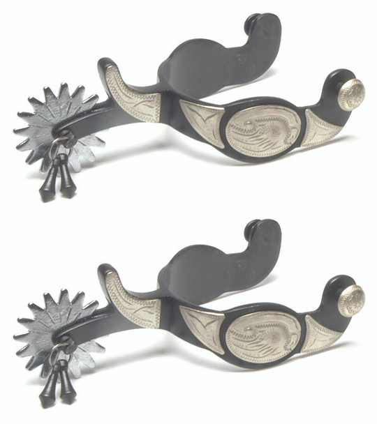 Black Steel Jingle Bob Show Spurs Germal Silver Trim